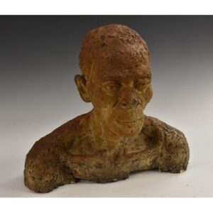 Gregory Maloba. A sculpted terracotta bust, of an emaciated African elder, 1950s or 1960s. Courtesy Bamfords.