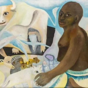 Jak Katarikawe – Village Scene with Animals, 2018. Courtesy Artnet